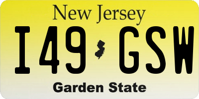 NJ license plate I49GSW