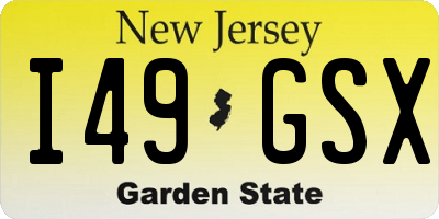 NJ license plate I49GSX