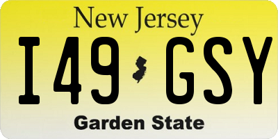 NJ license plate I49GSY