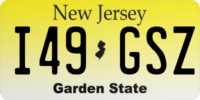 NJ license plate I49GSZ