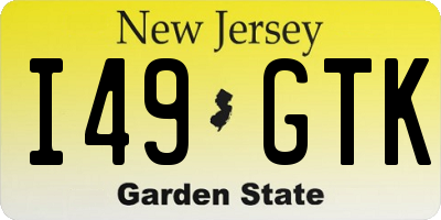NJ license plate I49GTK