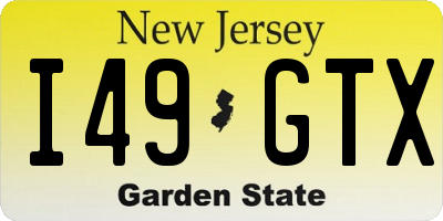 NJ license plate I49GTX