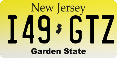 NJ license plate I49GTZ