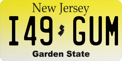 NJ license plate I49GUM