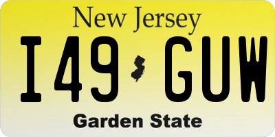 NJ license plate I49GUW