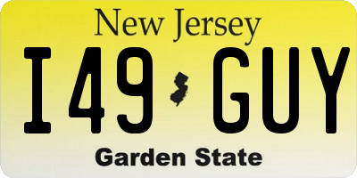 NJ license plate I49GUY