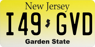 NJ license plate I49GVD