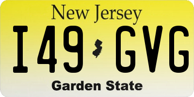 NJ license plate I49GVG
