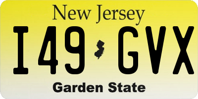 NJ license plate I49GVX