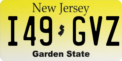 NJ license plate I49GVZ