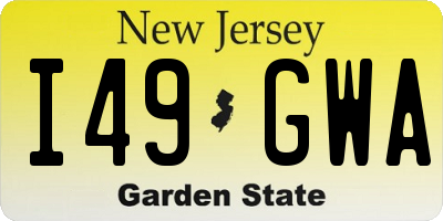 NJ license plate I49GWA