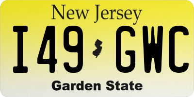 NJ license plate I49GWC