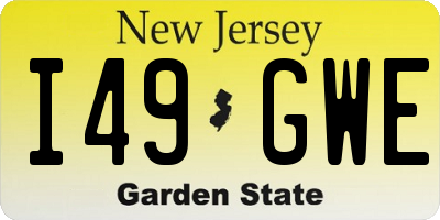 NJ license plate I49GWE