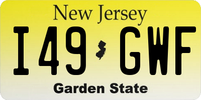 NJ license plate I49GWF