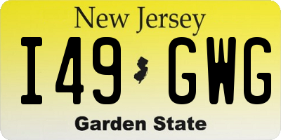NJ license plate I49GWG
