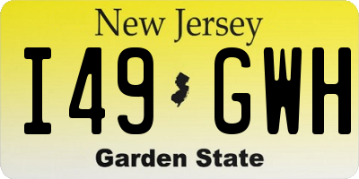 NJ license plate I49GWH