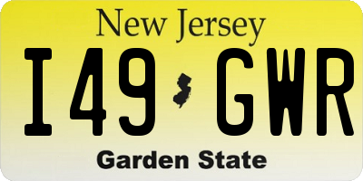 NJ license plate I49GWR