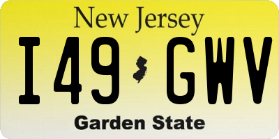 NJ license plate I49GWV