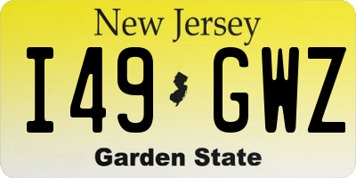 NJ license plate I49GWZ