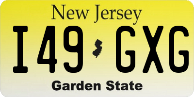 NJ license plate I49GXG
