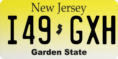 NJ license plate I49GXH