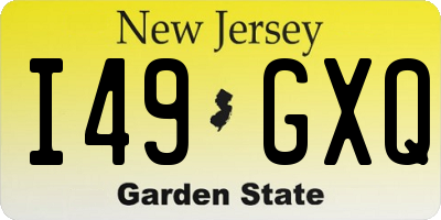 NJ license plate I49GXQ