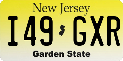 NJ license plate I49GXR