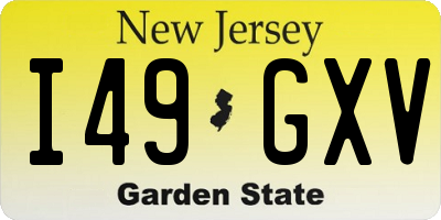 NJ license plate I49GXV