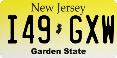 NJ license plate I49GXW