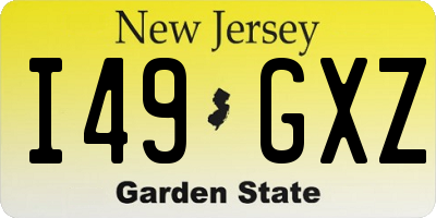 NJ license plate I49GXZ