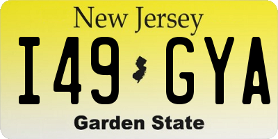 NJ license plate I49GYA