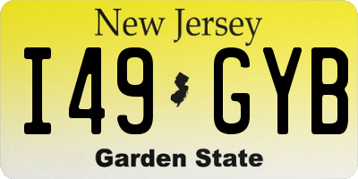 NJ license plate I49GYB
