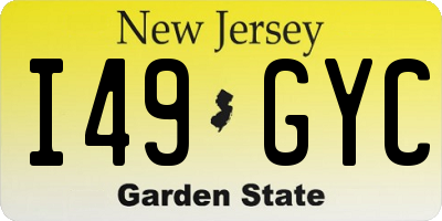 NJ license plate I49GYC