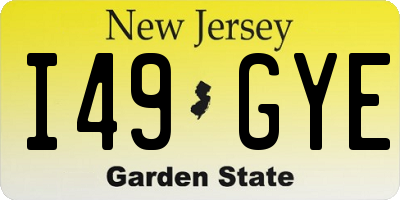 NJ license plate I49GYE