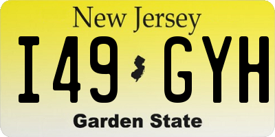 NJ license plate I49GYH