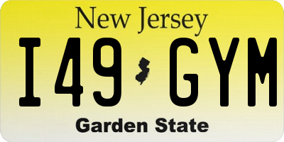 NJ license plate I49GYM