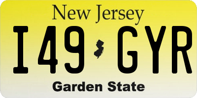 NJ license plate I49GYR