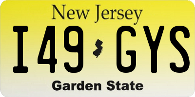NJ license plate I49GYS
