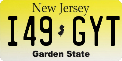 NJ license plate I49GYT
