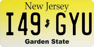 NJ license plate I49GYU