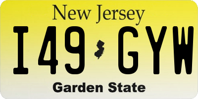 NJ license plate I49GYW