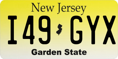 NJ license plate I49GYX