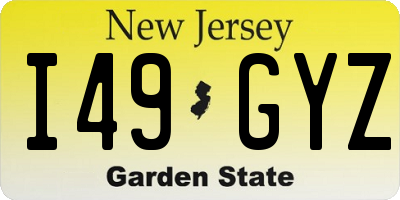 NJ license plate I49GYZ