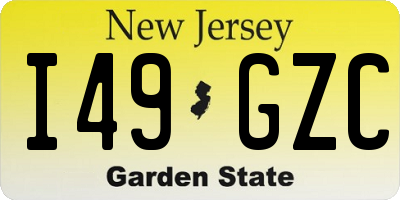 NJ license plate I49GZC