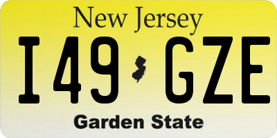 NJ license plate I49GZE