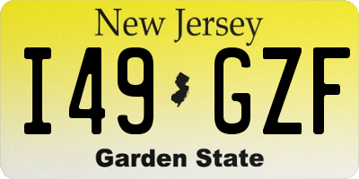 NJ license plate I49GZF