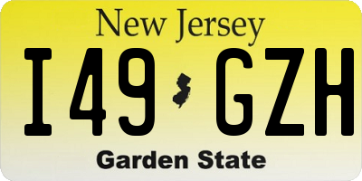 NJ license plate I49GZH