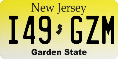 NJ license plate I49GZM