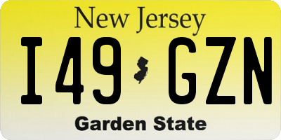 NJ license plate I49GZN
