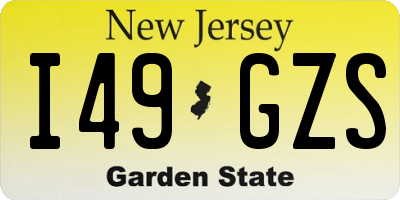 NJ license plate I49GZS